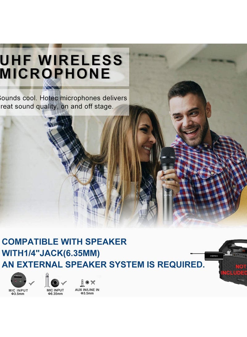 UHF Wireless Dual Handheld Microphones with Rechargeable 1/4” Output Mini Portable Receiver for Live Performance Over PA, Mixer, Speaker (H-U26C) - Image 4