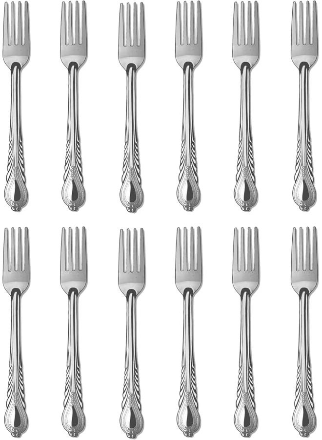 Timmy 12-Piece Stainless Steel Dinner Fork Set | Durable Cutlery Set for Home & Restaurants | Rust-Resistant | Elegant Mirror Finish - Image 1