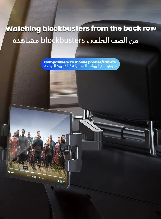 Flushrenic Car backseat tablet mount, compatible with iPad 4.7-12.9 inches, car phone holder, rear headrest mount, suitable for use during travel. - Image 2