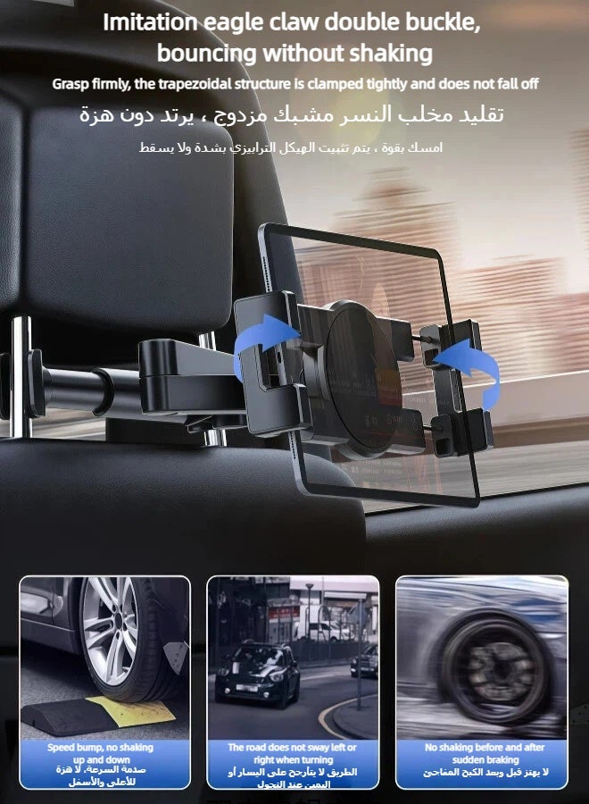 Flushrenic Car backseat tablet mount, compatible with iPad 4.7-12.9 inches, car phone holder, rear headrest mount, suitable for use during travel. - Image 4