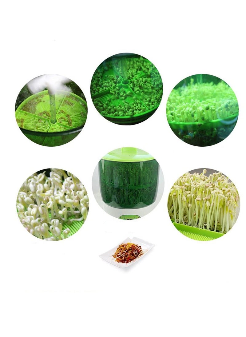 Generic - SYOSI Bean Sprouts Machine, Seed Sprouter Kits, 2 Layers Automatic Water Circulation System, Widely Used Bean Sprout, for Radish, Alfalfa, Wheatgrass, Broccoli Sprouts - Image 1