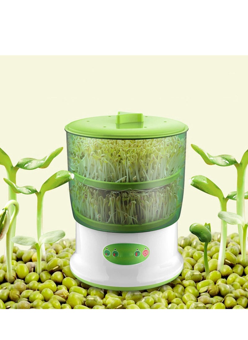 Generic - SYOSI Bean Sprouts Machine, Seed Sprouter Kits, 2 Layers Automatic Water Circulation System, Widely Used Bean Sprout, for Radish, Alfalfa, Wheatgrass, Broccoli Sprouts - Image 1