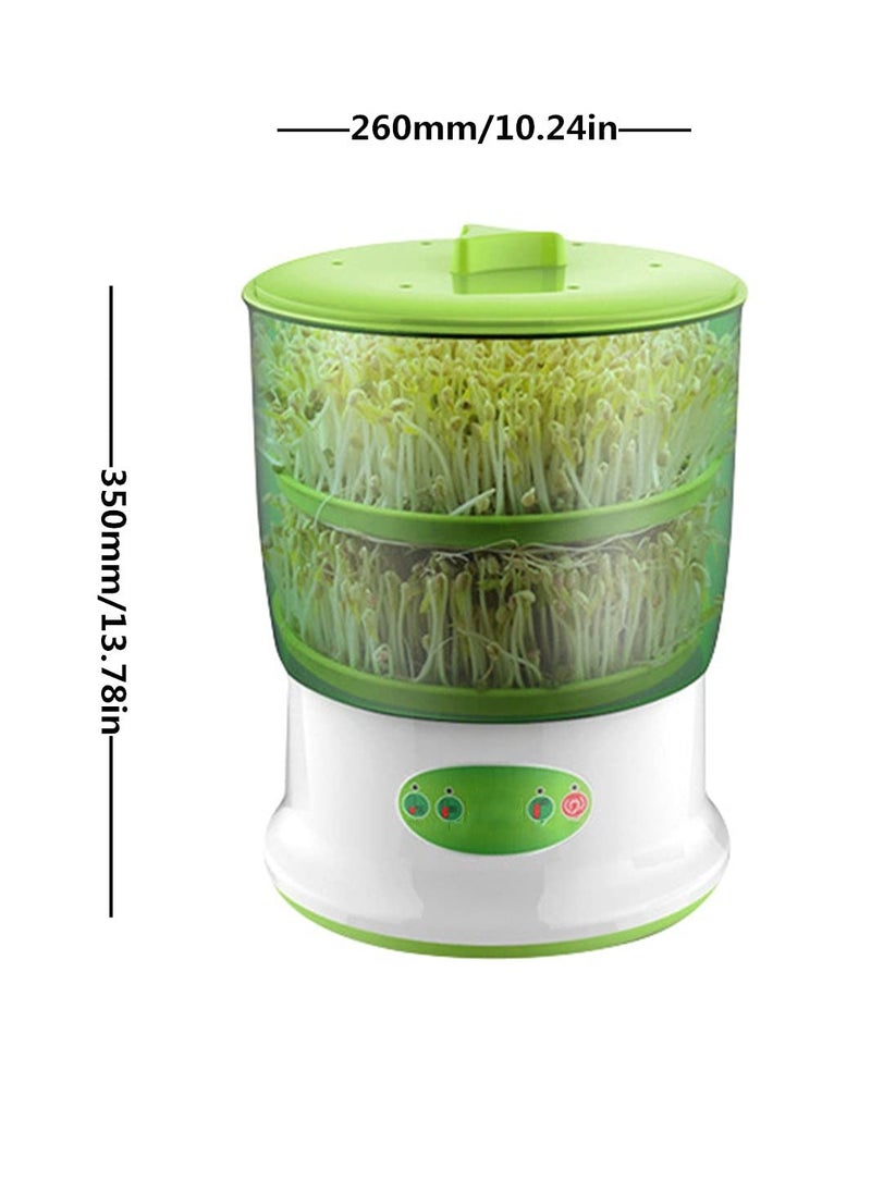 Generic - SYOSI Bean Sprouts Machine, Seed Sprouter Kits, 2 Layers Automatic Water Circulation System, Widely Used Bean Sprout, for Radish, Alfalfa, Wheatgrass, Broccoli Sprouts - Image 1