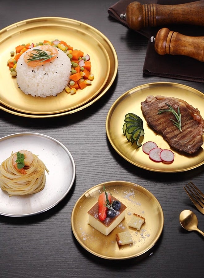 Morlife 304 Stainless Steel Dinner Plate，Stainless Steel Plates Set of 2 Metal Dinner Plates 30cm ,Shatterproof & Dishwasher Safe - Image 2