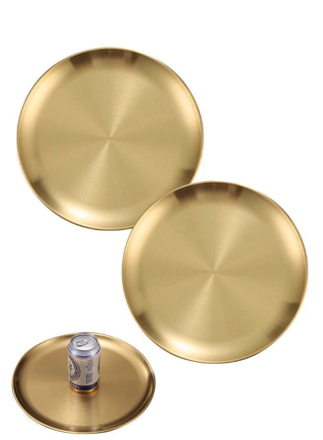 Morlife 304 Stainless Steel Dinner Plate，Stainless Steel Plates Set of 2 Metal Dinner Plates 30cm ,Shatterproof & Dishwasher Safe - Image 1