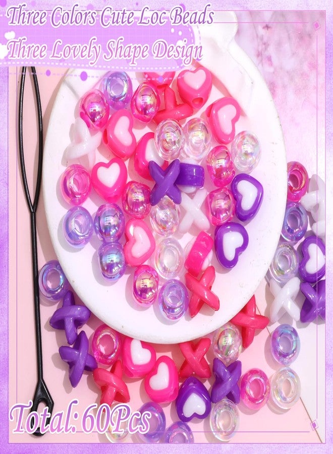 VENOFEN 60PCS Hair Beads for Braids Three Colors Loc Dreadlock Bead Multiple Color AB Round Beads for Kids Girls Cute Hair Accessories - Image 2