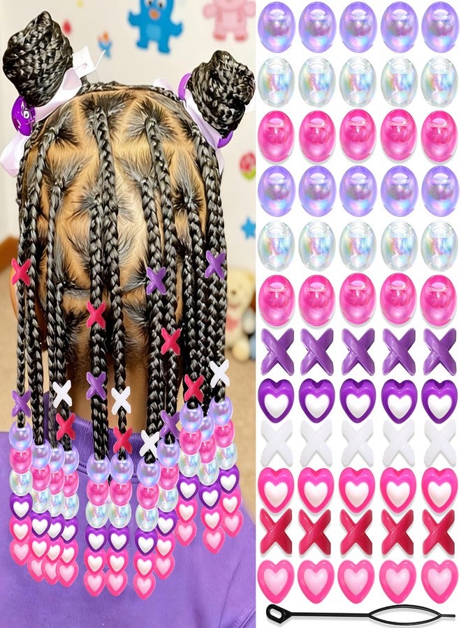 VENOFEN 60PCS Hair Beads for Braids Three Colors Loc Dreadlock Bead Multiple Color AB Round Beads for Kids Girls Cute Hair Accessories - Image 1