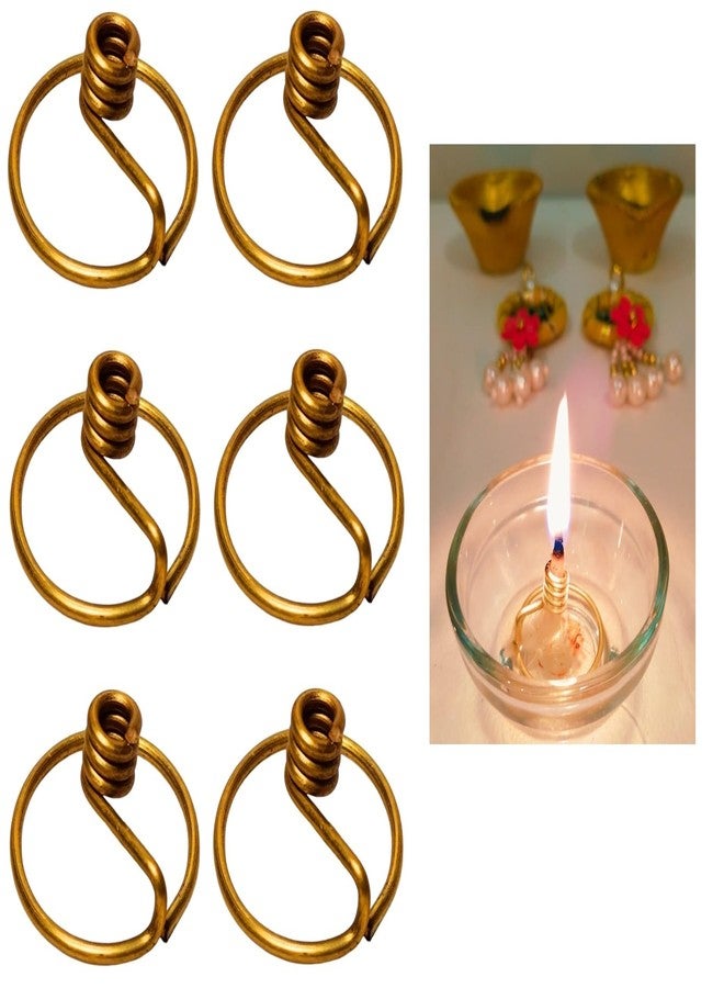 Doorbag Niranjan Kadi Brass Ring Wick Holder for Diya Bati Oil Lamps (Round Shape) for Pooja Deepam Deepak Cotton Samai Kuthu Vilakku Thiri Stand (6) - Image 1