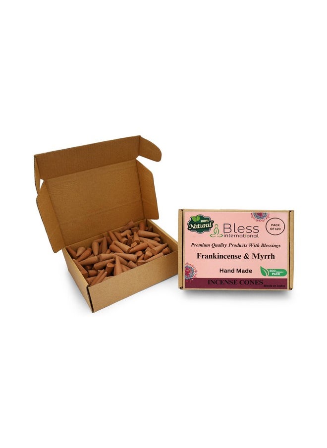 Bless International - Frankincense-And-Myrrh 100%-Natural-Incense-Cones Handmade-Hand-Dipped Organic-Chemicals-Free For-Purification-Relaxation-Positivity-Yoga-Meditation The-Best-Scents (120 Count) - Image 1