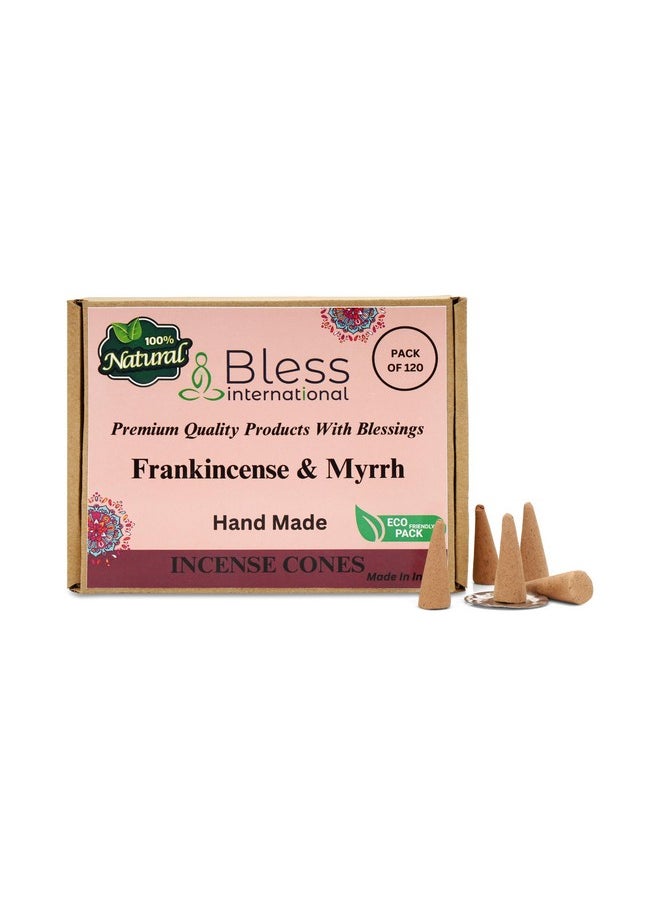 Bless International - Frankincense-And-Myrrh 100%-Natural-Incense-Cones Handmade-Hand-Dipped Organic-Chemicals-Free For-Purification-Relaxation-Positivity-Yoga-Meditation The-Best-Scents (120 Count) - Image 1