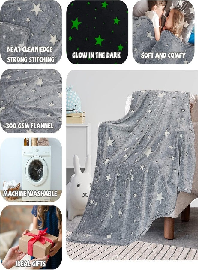CUPEX Glow in The Dark Blanket for Kids, Gifts for Girls, Soft Kids Blankets for Christmas Birthday, Cozy & Warm All-Season Glow Blanket Ideal Gift for Boys & Girls (Grey Space) - Image 4