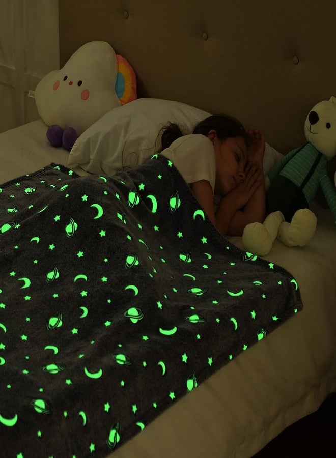 CUPEX Glow in The Dark Blanket for Kids, Gifts for Girls, Soft Kids Blankets for Christmas Birthday, Cozy & Warm All-Season Glow Blanket Ideal Gift for Boys & Girls (Grey Space) - Image 2