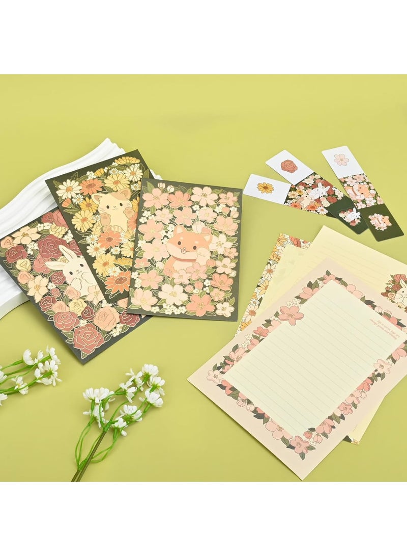 Excefore 36Pcs Stationery Paper and Envelopes Set,   Animal Patterns (Dog, Rabbit, Cat), Love Letter Writing Kit, 18 Paper Sheets + 9 Envelopes - Image 5