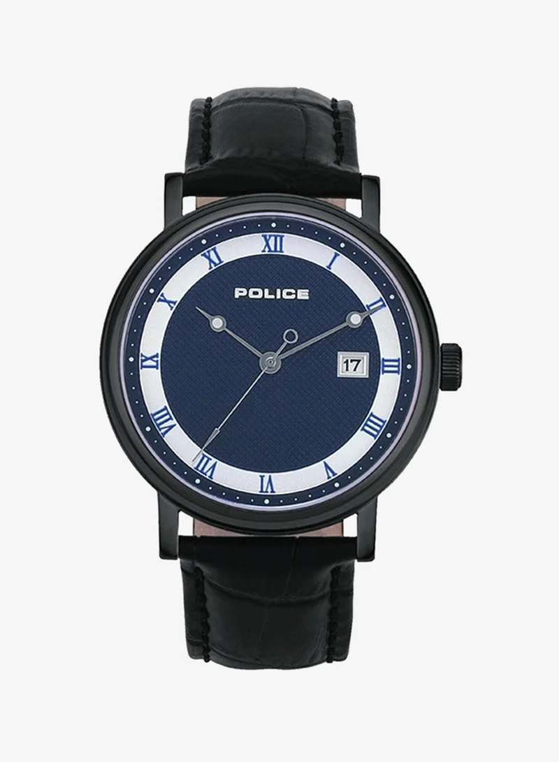 بوليس Blue Dial Black Leather Analog Watch for Men