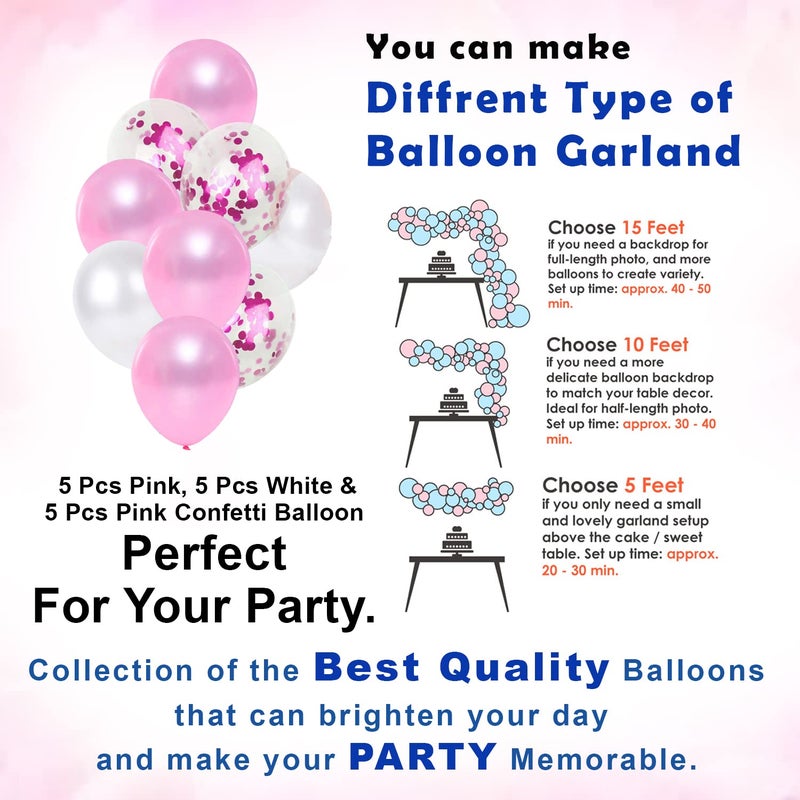 Party Propz Pink Happy Birthday Decoration Kit Combo -34Pcs Set With Happy Birthday Banner, Confetti, Metallic Balloons, Swirls, Pom Pom/ Birthday Decoration kit for Girls/ Birthday Decoration Items - Image 4