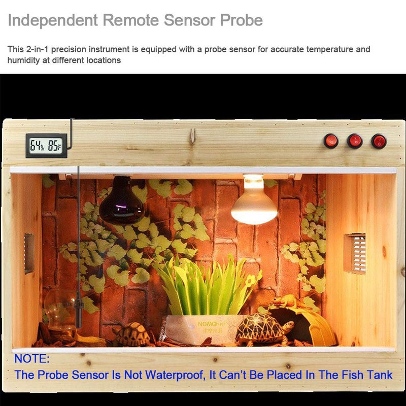 Veanic 2-Pack Mini Digital Hygrometer Thermometer Gauge with Probe LCD Display Temperature Fahrenheit Humidity Meter for Incubator Reptile Plant Terrarium Sealed Containers Guitar Case - Image 4