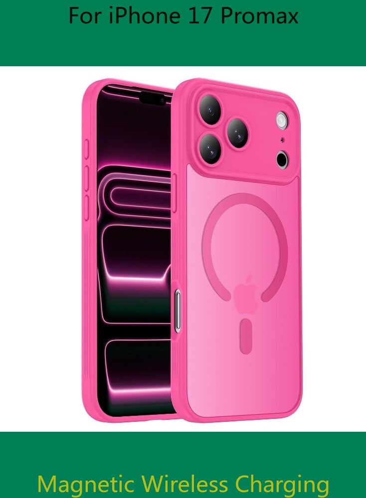 Dili Luxury Pink phone case for iPhone 17 Pro Max Translucent Matte Magnetic Phone Case for iPhone Shockproof Full Camera Lens Protection Hard Acrylic Matte Back Cover Support Wireless Charging, Phone Accessory, Modern Case, Sleek Design, Smartphone Owners - Image 1