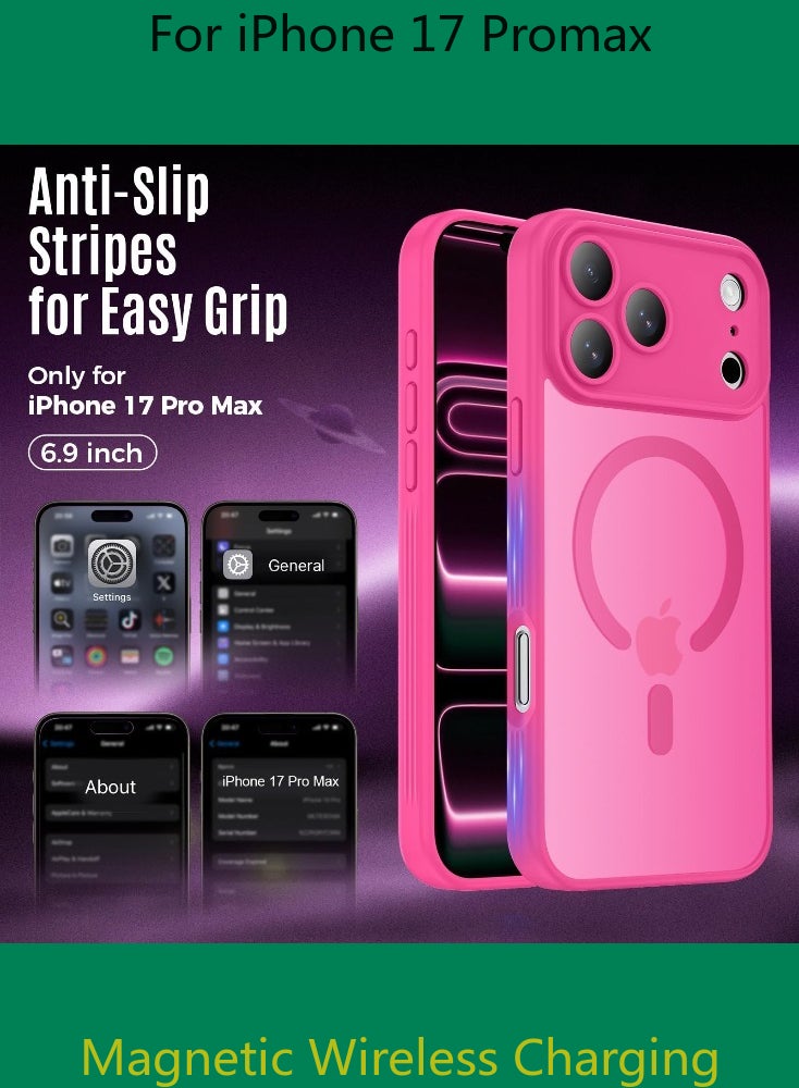 Dili Luxury Pink phone case for iPhone 17 Pro Max Translucent Matte Magnetic Phone Case for iPhone Shockproof Full Camera Lens Protection Hard Acrylic Matte Back Cover Support Wireless Charging, Phone Accessory, Modern Case, Sleek Design, Smartphone Owners - Image 5
