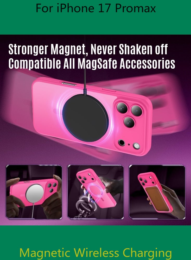 Dili Luxury Pink phone case for iPhone 17 Pro Max Translucent Matte Magnetic Phone Case for iPhone Shockproof Full Camera Lens Protection Hard Acrylic Matte Back Cover Support Wireless Charging, Phone Accessory, Modern Case, Sleek Design, Smartphone Owners - Image 2