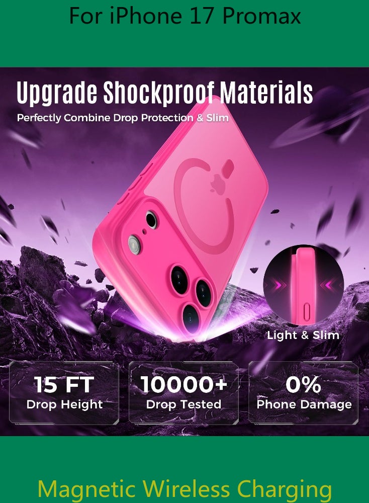 Dili Luxury Pink phone case for iPhone 17 Pro Max Translucent Matte Magnetic Phone Case for iPhone Shockproof Full Camera Lens Protection Hard Acrylic Matte Back Cover Support Wireless Charging, Phone Accessory, Modern Case, Sleek Design, Smartphone Owners - Image 3