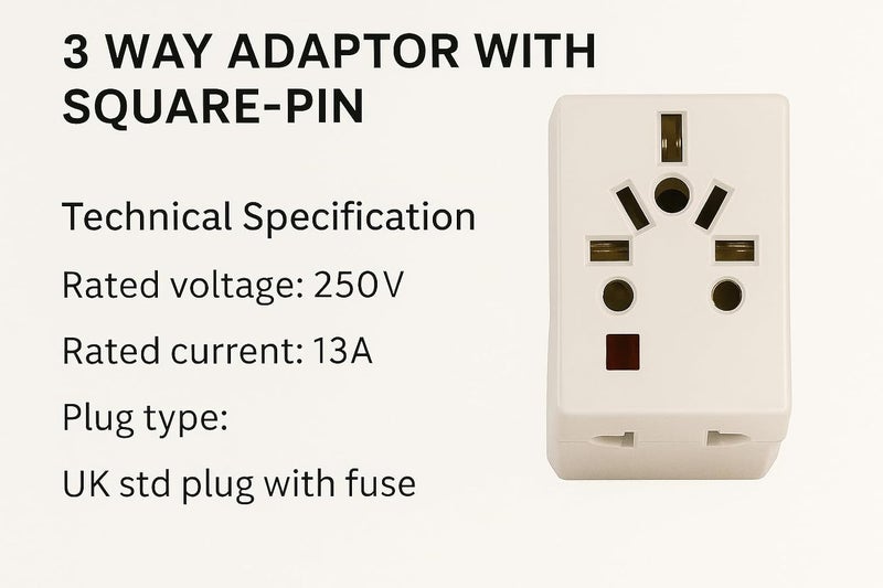 Universal UK Travel Adapter, 13A 250V, 3-Pin Plug with Fuse, Multi-Socket Design, White, Pack of 2 - Image 3