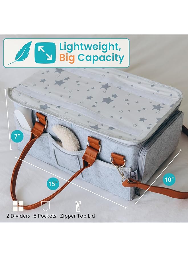 erorex Baby Diaper Caddy Organizer With Lid Multiple Compartments Baby Caddy Waterproof Diaper Tote Bag  - Image 3