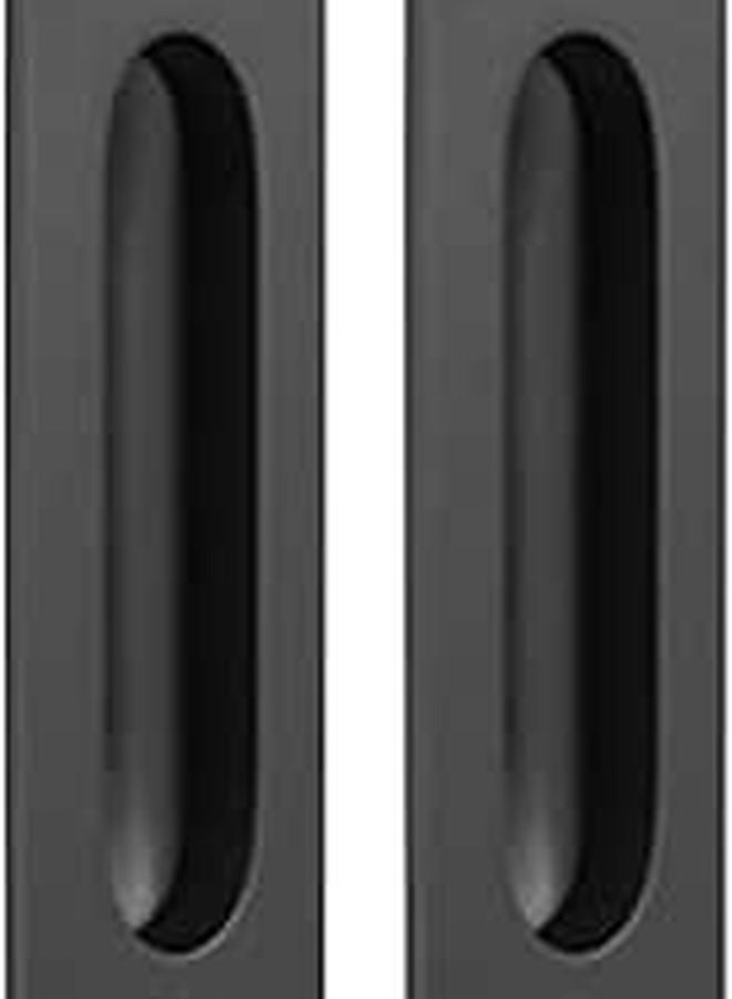 Recessed Cabinet Door Handles Set of 2 Square Flush Pulls Black Hidden Hardware - Image 1