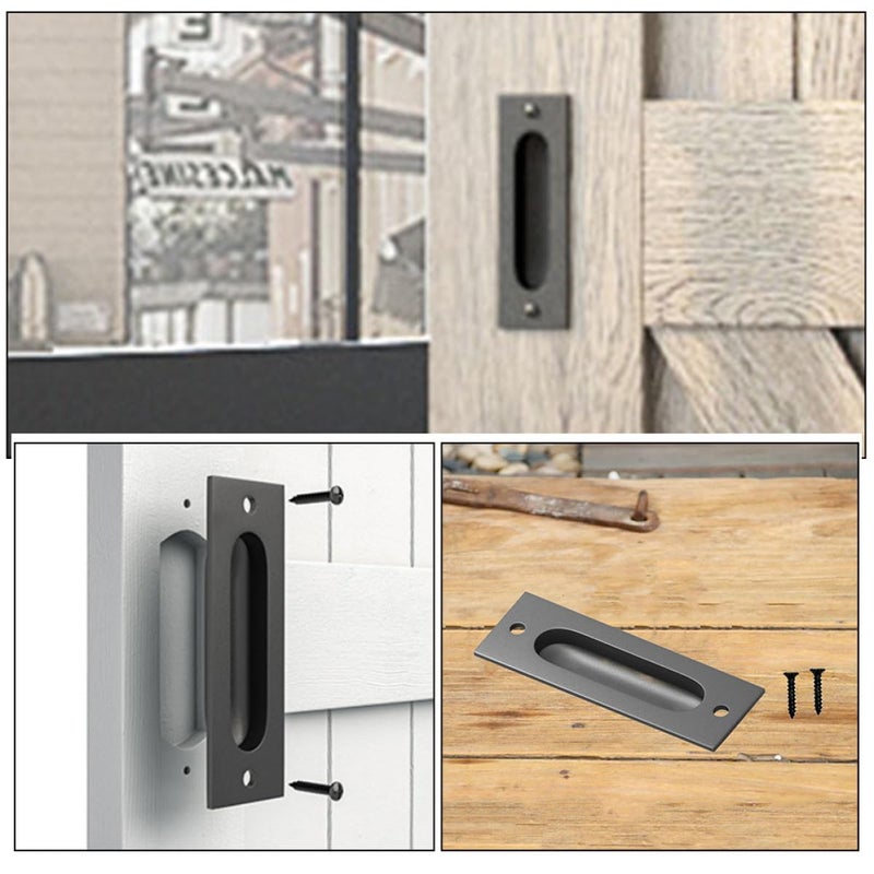 Recessed Cabinet Door Handles Set of 2 Square Flush Pulls Black Hidden Hardware - Image 4