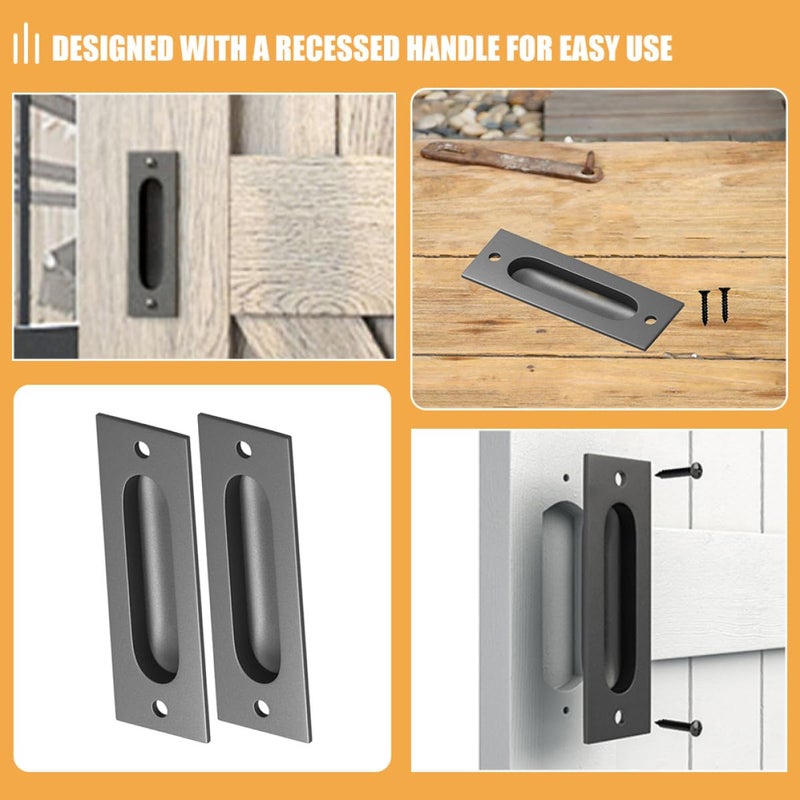 Recessed Cabinet Door Handles Set of 2 Square Flush Pulls Black Hidden Hardware - Image 5