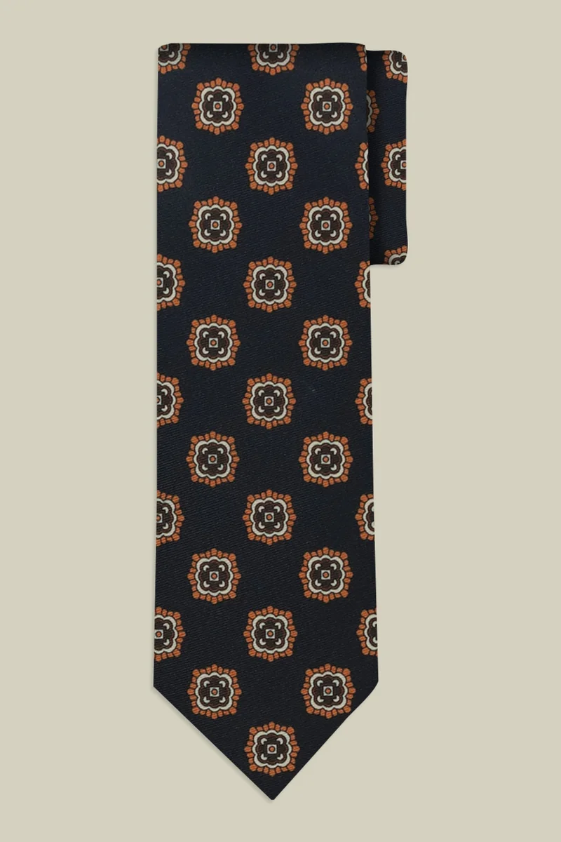 Doppelganger Men's tie with geometric print - DK Blue