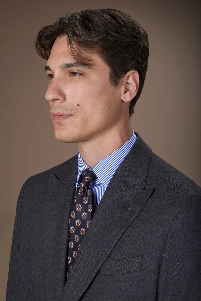 Doppelganger Men's tie with geometric print - DK Blue