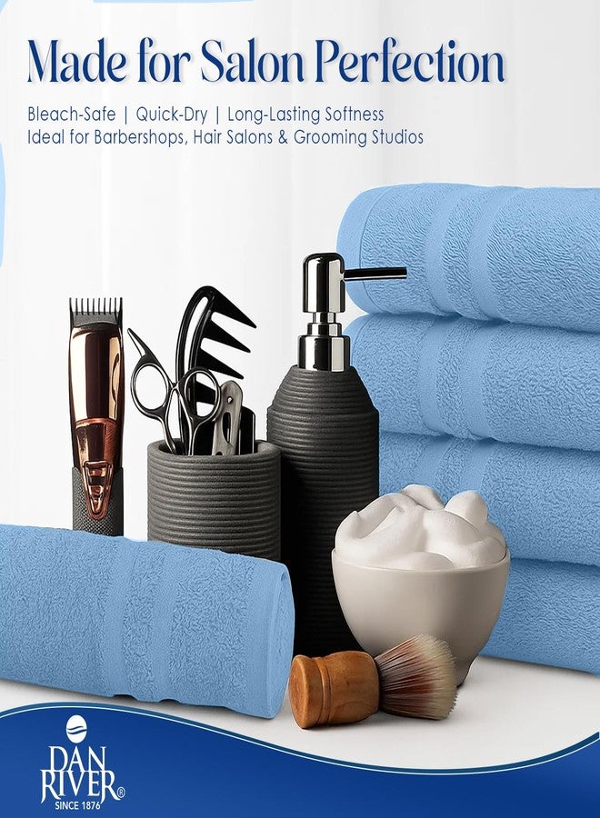 DAN RIVER 100% Cotton Salon Towels Set - 16x26 inches, Blue, Pack of 24, 400 GSM - Highly Absorbent and Quick-Dry Towels for Hand, Salon, Spa, Beauty, Gyms and Home Hair Care - Image 2