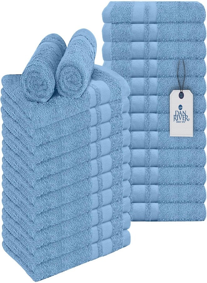 DAN RIVER 100% Cotton Salon Towels Set - 16x26 inches, Blue, Pack of 24, 400 GSM - Highly Absorbent and Quick-Dry Towels for Hand, Salon, Spa, Beauty, Gyms and Home Hair Care - Image 1