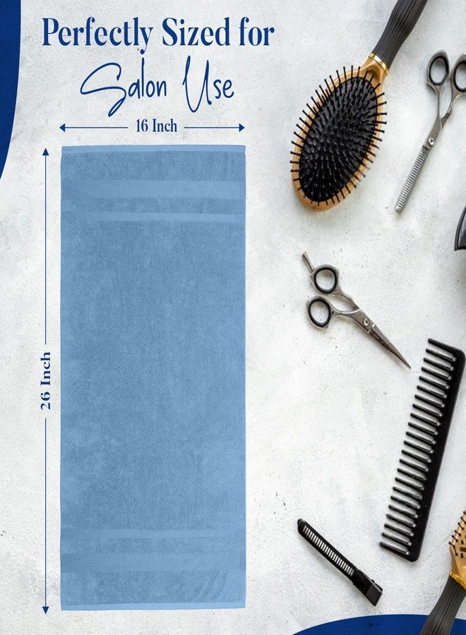 DAN RIVER 100% Cotton Salon Towels Set - 16x26 inches, Blue, Pack of 24, 400 GSM - Highly Absorbent and Quick-Dry Towels for Hand, Salon, Spa, Beauty, Gyms and Home Hair Care - Image 5