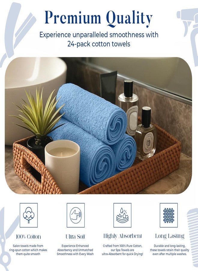 DAN RIVER 100% Cotton Salon Towels Set - 16x26 inches, Blue, Pack of 24, 400 GSM - Highly Absorbent and Quick-Dry Towels for Hand, Salon, Spa, Beauty, Gyms and Home Hair Care - Image 4