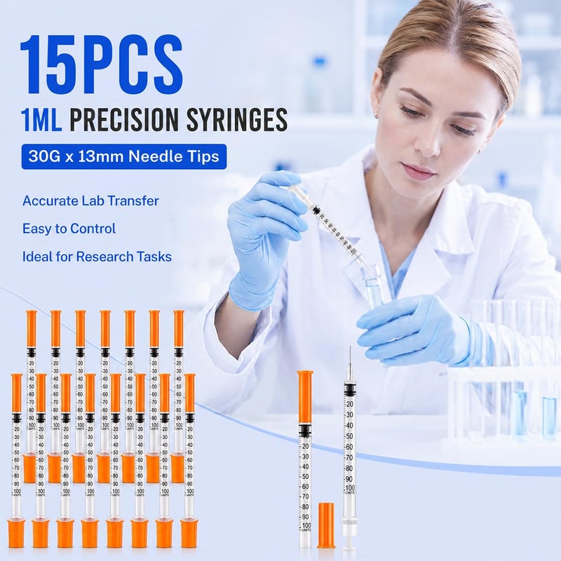 HIYAHB 15pcs 1ml Dispensing Tool, Indivdually Sterile Packaging, 1ml 0.3x13mm 30G, Plastic Multiple Uses Measuring Tool - Image 5