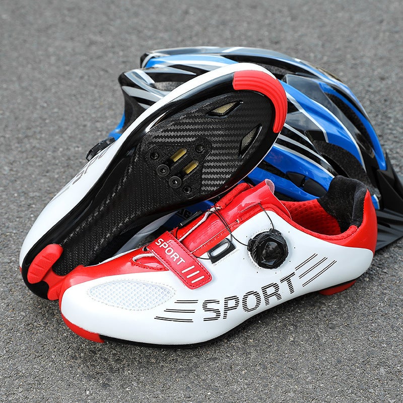 Generic 2023 New Bicycle Shoes Mountain Riding Shoes Road Bottom Lock Shoes Casual Outdoor Sports Bicycle Shoes Power 009 white-red highway bottom 