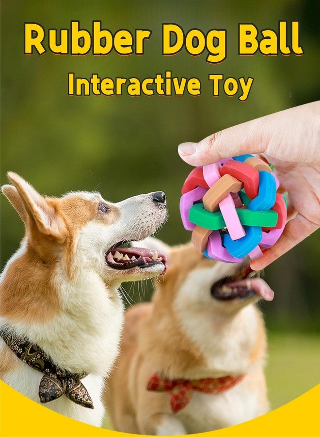 GLOGLOW Rubber Ball Toys, Colorful Soft Ball Chewing Interactive Toy with Inside Bell for Puppy Dogs Cats Mini Pigs(S) - Image 2