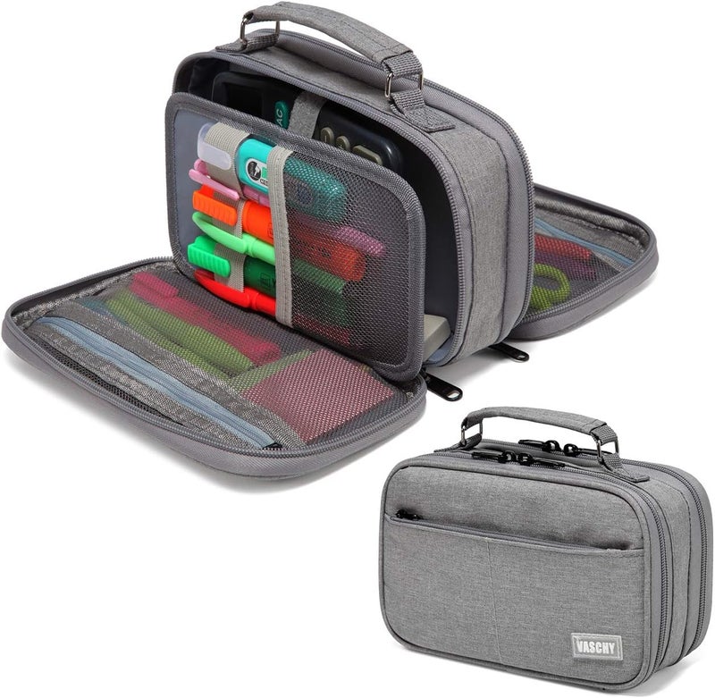 Vaschy Pencil Case, Large Pencil Pouch with Compartments for Middle School,Work,Office Pen Organizer Holder School Supply Gray - Image 1