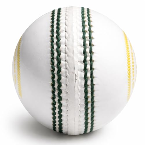 KHELSPACE KS Prime White Leather Cricket Ball for Practice & Training – Entry-Level, Hand-Stitched, Durable Core, Ideal for Nets, Coaching & School Matches - Image 3