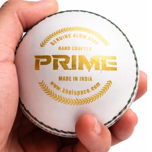 KHELSPACE KS Prime White Leather Cricket Ball for Practice & Training – Entry-Level, Hand-Stitched, Durable Core, Ideal for Nets, Coaching & School Matches - Image 5