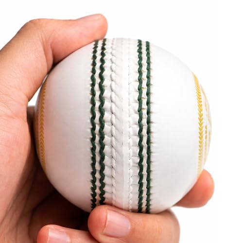 KHELSPACE KS Prime White Leather Cricket Ball for Practice & Training – Entry-Level, Hand-Stitched, Durable Core, Ideal for Nets, Coaching & School Matches - Image 4
