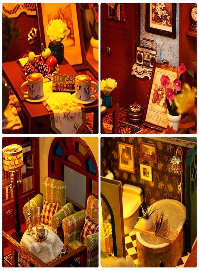 Foyucool DIY Miniature House Kit, Dollhouse Kit with Light and Dust Cover, Mini House Building Kits for for Adult to Building, Christmas Home Decorations Gifts for Family and Friends, Retro Loft - Image 3