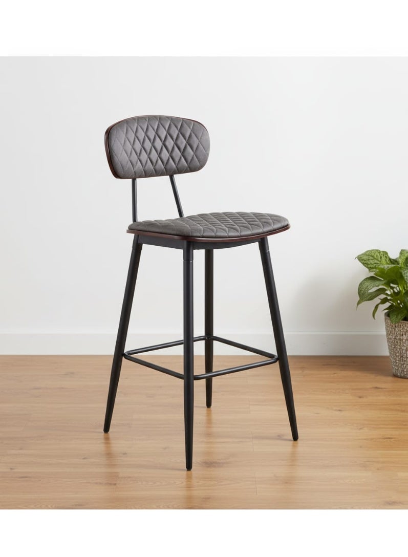 NZONE STORE Leather Bar Chair Modern Design Bar Chair with Luxurious Padded Seat, Metal Frame and Wooden Back - Image 1