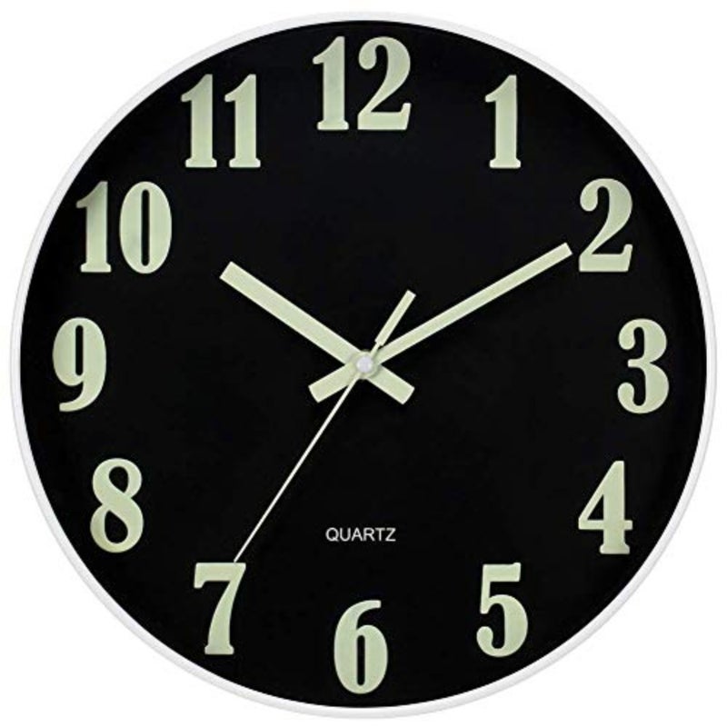 Glow in The Dark Clock, 12 Inch Modern Silent Non Ticking Wall Clocks Battery Operated, Night Light Wall Clock for Living Room Decor, Wall Clock Decorative for Kitchen Bedroom - Image 2