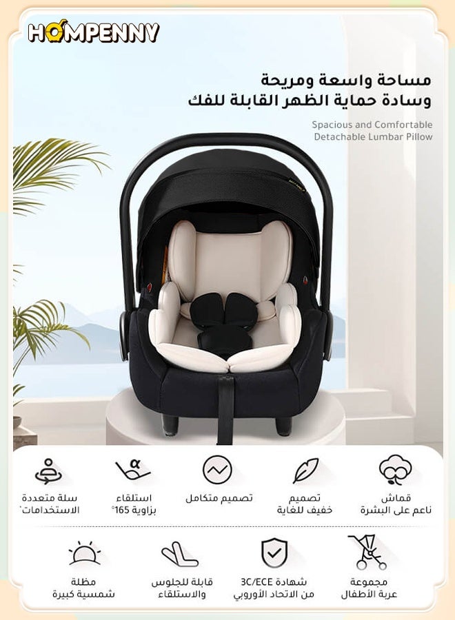 Hompenny Luxury Multi-Purpose Baby Car Seat And Baby Carrier With Handle, Roof, Adjustable Handle, 3-Point Seat Belt, Suitable For Newborns Aged 0 To 15 Months - Image 2