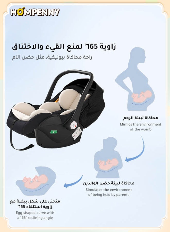 Hompenny Luxury Multi-Purpose Baby Car Seat And Baby Carrier With Handle, Roof, Adjustable Handle, 3-Point Seat Belt, Suitable For Newborns Aged 0 To 15 Months - Image 4
