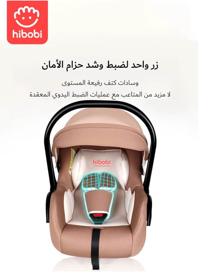 هيبوبي كرسي سيارة فخم متعدد الاستخدامات وحاملة أطفال مع مقبض وسقف، مقبض قابل للتعديل، حزام أمان ثلاثي النقاط، مناسب للأطفال حديثي الولادة من عمر 0 إلى 15 شهرًا  - Image 5