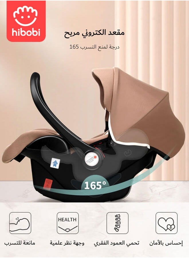 هيبوبي كرسي سيارة فخم متعدد الاستخدامات وحاملة أطفال مع مقبض وسقف، مقبض قابل للتعديل، حزام أمان ثلاثي النقاط، مناسب للأطفال حديثي الولادة من عمر 0 إلى 15 شهرًا  - Image 2