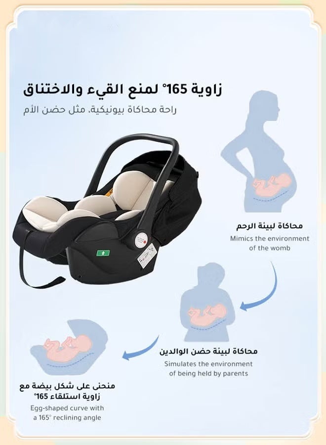 hibobi Luxury Multi-Purpose Baby Car Seat And Baby Carrier With Handle, Roof, Adjustable Handle, 3-Point Seat Belt, Suitable For Newborns Aged 0 To 15 Months - Image 4